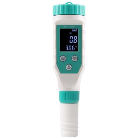 Testeur de qualité de l'eau 7 en 1 – Mesure chlore, pH, sel, conductivité, TDS, redox, température – Pour piscine d'eau salée