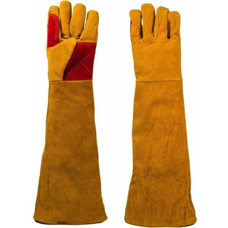 Gants de soudeur à manches longues 60 cm en cuir de vachette – Résistants à la chaleur, aux flammes et aux coupures – Confort optimal
