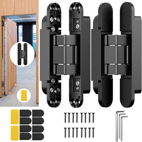 Charnières de porte invisibles 2 pièces 17,7cm – Charnière pivotante 180° – Charge 80kg – Pour portes >40mm d'épaisseur (1/5)