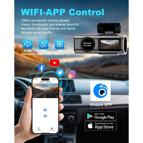Dashcam Zhiroad Q22 1080P FHD - Écran IPS 3 Pouces - Angle 176° - Neuf