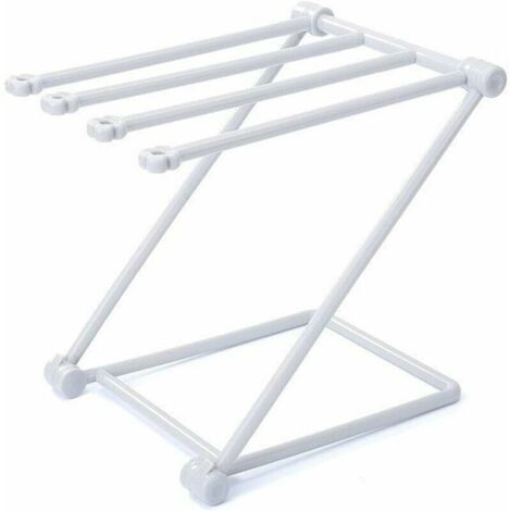 Porte-serviette sur pied pliable à 4 barres – Matériau PP gris – Capacité 3 kg – Pour salle de bain, chambre, cuisine – Design compact (1/5)