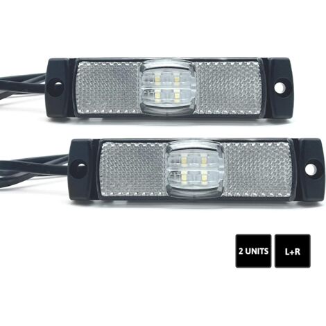 Feux de Gabarit Led 2 PCs Feu d’Encombrement Blanc 12V/24V = 0,04A/0,04A Feu Étanche Feux Led Voiture Exterieur pour Feux de Remorque Led, Camping Car Accessoires, Camion