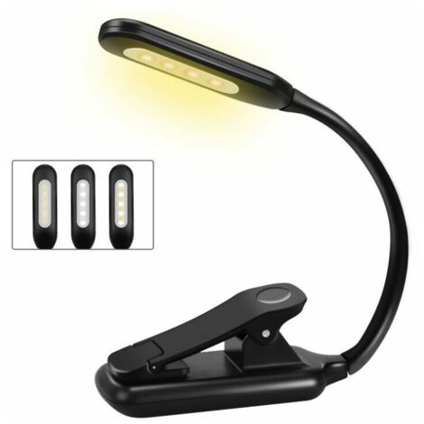 Lampe de Lecture, Rechargeable Liseuse Lampe Clip 9 LED, 3 Mode Luminosité (Blanc Froid&Chaud), 360° Cou Flexible, lampe de lecture pour lire au lit, Pince Lampe Livre pour Lecture Nocturne Voyages No