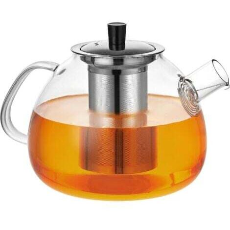 Theiere Avec Infuseur 1,5 litre, Theiere Verre Chauffant Transparent avec Filtre Amovible en Acier Inoxydable, Adapté au thé Parfumé, thé Vert, thé Noir, thé Aux Fruits (Théière)