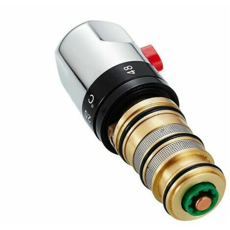 Cartouche de rechange pour robinet de douche thermostatique Chromé，Capteur de température à noyau de valve de robinet thermostatique tout en cuivre, une pièce，Lilaris