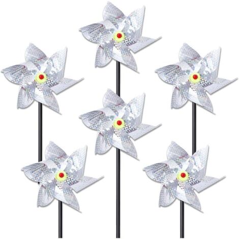 6 Pièces Moulin à Vent Réfléchissant, Effaroucheur Oiseaux Decoration, Remove The Oiseaux Repellent, Réfléchissant Répulsif Oiseaux pour Protéger Le Jardin, Ferme, Verger (1/5)