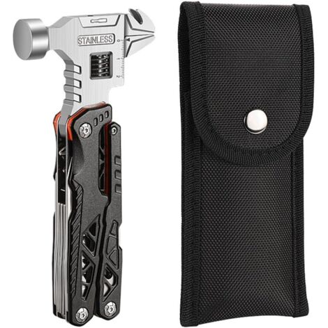 1 Pièce Pince Multifonctionnelle Outil Marteau Griffé Multifonction Noir avec Gaine en Nylon pour Camping et Randonnée en Plein Air