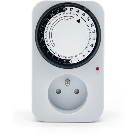 Prise de courant de programmateur avec trou de protection, prise de minuterie de 24 heures programmateur de minuterie mécanique quotidienne 220V prise de minuterie programmable (1/5)