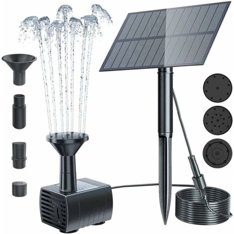 Fontaine solaire de pompe 5V 1.5W - Pompe à eau flottante avec 4 Buses pour Bassin / Piscine / Décoration de Jardin