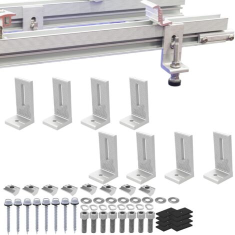 Support de montage photovoltaïque pour toit en tuiles d'acier – Pied en L – 8 pièces – Alliage d'aluminium – Installation facile et robuste