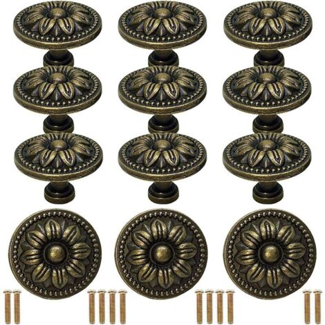 Nazalus-Vente chaude-12pcs Bouton Tiroir Vintage avec Vis, Poignées de Meuble Cuisine Bouton Porte de Meuble de Pull Poignée, pour Commode Placard Armoire (1/5)