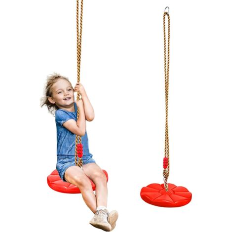 Balancoire Exterieur, Balançoire en Corde d'escalade pour Enfant, Siege Balancoire avec Corde Balancoire Réglable, Balancoire Adulte pour Jardin Intérieur/Extérieur, Portée Maximale 150 kg (Rouge)