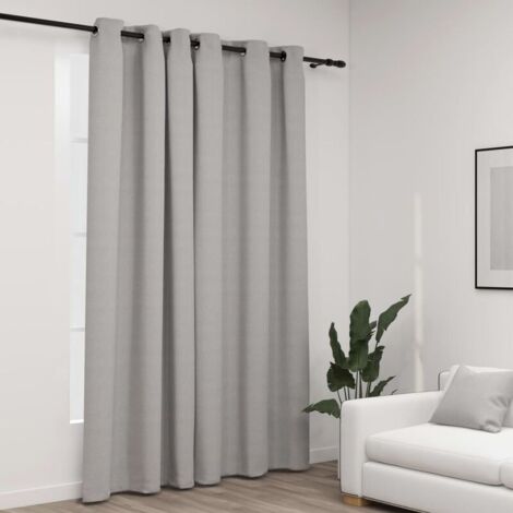 Rideau occultant Aspect de lin avec œillets Gris 290x245 cm (1/4)
