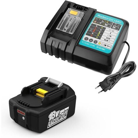 Batterie de rechange 18V 5,5Ah pour Makita BL1855 BL1850 BL1840 BL1830 – Chargeur rapide 14,4V-18V DC18RC – Protection contre surcharge (1/4)