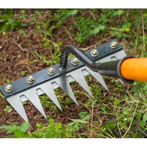 Rateau de désherbage Berthaus 30 cm – 6 dents en acier au carbone – Conception ergonomique pour contrôle optimal – Pour sols difficiles