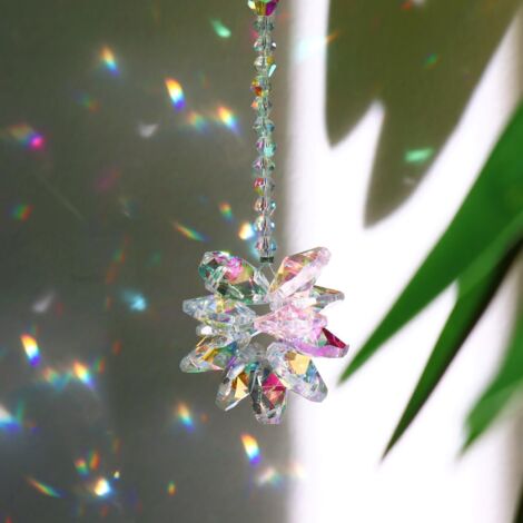 3pcs Attrape Soleil en AB Cristal Ornement à Suspendre Sun Catcher Prisme Cristal Attrape-Soleil pour Fenêtre Décoration Arc-en-Ciel pour Jardin Maison Lustre Intérieur de Voiture
