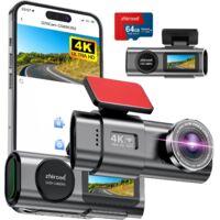 Dashcam Double Angle Caméra Embarquée Double 4K WiFi - Grand Angle 170° 140° Avec Vision Nocturne Et Carte 64Go Dashcam 4K
