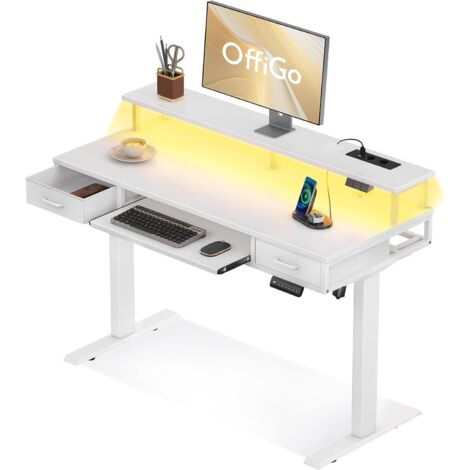 Schreibtisch Höhenverstellbarer Coleshome 120x54cm weiß LED USB