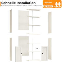 Bücherregal Coleshome 6 Ebenen weiß 176,4x48x24cm mit Türen verstellbar