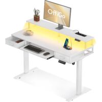 Schreibtisch Höhenverstellbarer Coleshome 120x54cm weiß LED USB