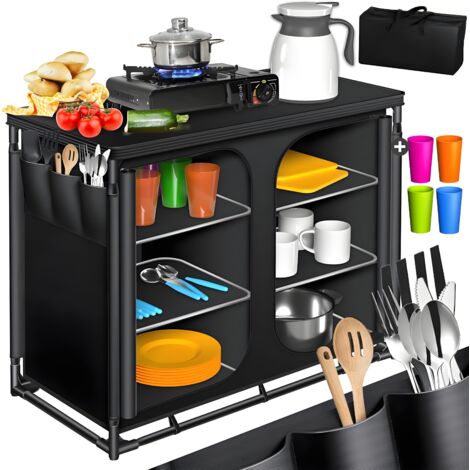 Armoire de Camping, Cuisine de Camping avec Structure en Aluminium, Sac de Transport fourni, Armoire de Cuisine pour Camping, Meuble de Camping, Plein air (1/5)