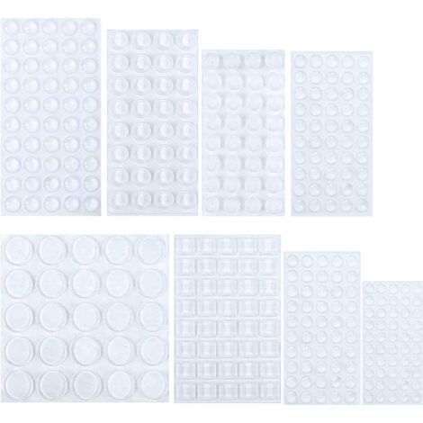 329PCS Tampon de Protection en Caoutchouc, Amortisseur Porte Placard, Tampon Caoutchouc Transparent Pieds, Butées de Protection en Caoutchouc Pour Portes de Placard, Salle de Bain, 8 Tailles (1/5)