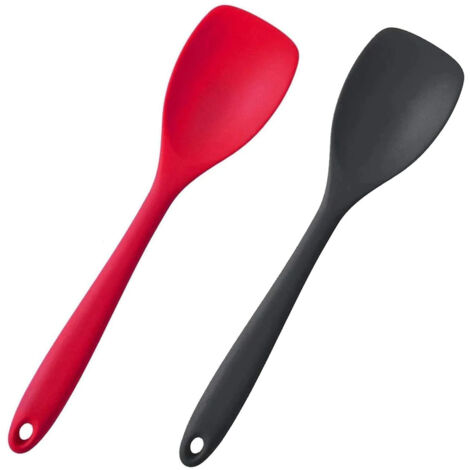 Lot de 2 spatules en silicone, spatules cuillères en caoutchouc résistantes aux hautes températures, spatules antiadhésives monoblocs, racleurs flexibles pour la pâtisserie et le mélange (1/5)