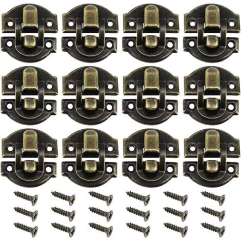 12 PCS Loquet Laiton Antique en Fer Loquet Verrous Vintage Coffre 26 29 MM Fermoir Boîte avec 48 PCS Vis Serrure Moraillon Vintage pour Décoration Coffret Boîte à Bijoux en Bois bronze (1/5)