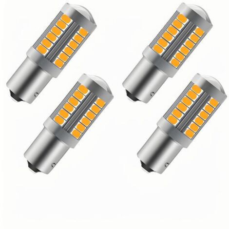 Lot de 4 ampoules LED ambrées 1156 BAU15S PY21W 5630 33SMD pour voiture, 900 lm, clignotants avant et arrière ultra-lumineux, 12-30 V, 3,6 W (1/5)