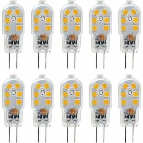 Ampoule LED G4 12 V, 1 W (équivalent à une ampoule halogène de 10 W), sans scintillement, 200 lm, blanc chaud 3000 K, angle de diffusion de 360°, non dimmable, lot de 10