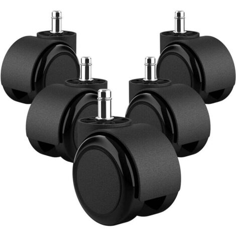 Jeu de 5 Roulettes de chaises de bureau 11 mm x 22 mm - Roulettes pour sols durs jusqu'à 175 kg - Roulettes pour chaises pivotantes sans rayures - Petites roues (1/5)