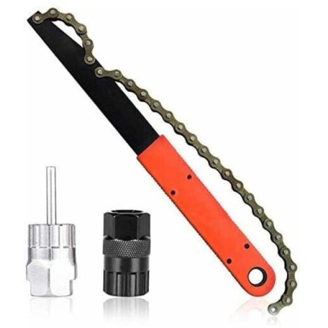 Kit d'outils de Chaîne de Vélo avec Fouet à Chaîne, Vélo Cassette Anneau de Serrure Clé de Démonte Pignon Convient pour Campagnolo Shimano SRAM 8, 9, 10 et Autres Bagues de Blocage de Cassette (1/5)