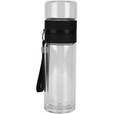 Bouteille à thé à double paroi en verre avec infuseur, idéale pour la maison et le bureau. Accessoires pour boissons. (1/5)