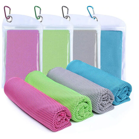 Lot de 4 serviettes rafraîchissantes (101,6 x 30,5 cm), serviettes de sport glacées, serviettes rafraîchissantes pour la nuque, serviettes douces et respirantes en microfibre pour la salle de sport, l (1/5)