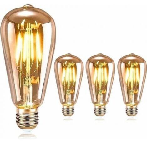 Ampoule LED Edison, E27 Ampoule LED rétro Edison vintage 4W ST64 Lampe décorative antique nostalgique pour la maison, le restaurant, le café ou le bar (lot de 3) (1/5)