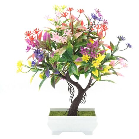 Fleur artificielle en pot, plante en pot simulée, décoration pour la maison ou le bureau (colorée)