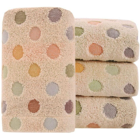 Serviettes de toilette 100 % coton, motif à pois colorés, douces, absorbantes et décoratives pour la salle de bain, 34 x 76 cm (13,4 x 30 pouces). (1/5)