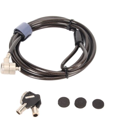 Câble de sécurité portable en PVC avec cadenas, antivol et 2 clés, longueur réglable, pour ordinateur portable. (1/5)