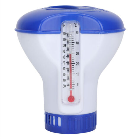 Distributeur flottant de chlore pour piscine avec porte-comprimés et thermomètre (1/5)
