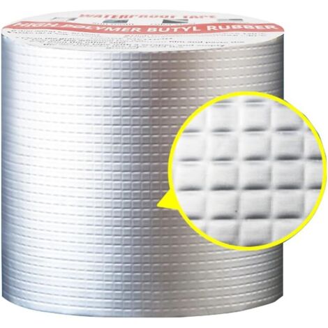 Ruban adhésif en caoutchouc butyle et feuille d'aluminium, ruban super étanche, pour fuites de toiture, fissures de surface (1 mm x 10 cm x 5 m) (1/5)