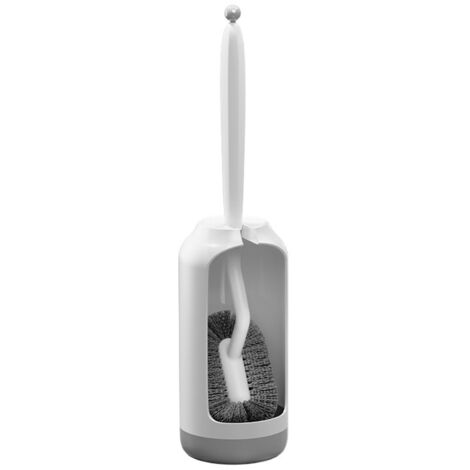 Ensemble porte-brosse WC : Design incurvé avec support pour un nettoyage en profondeur sous le rebord - Brosse compacte et discrète pour petits espaces - Accessoires de salle de bain modernes pour cam (1/5)