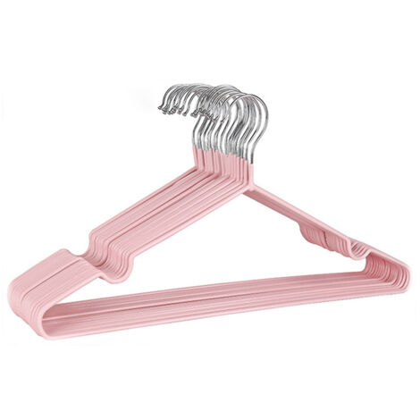 Lot de 10 cintres de 40 cm en métal et plastique, étendoir à linge rose pour dortoir (1/5)