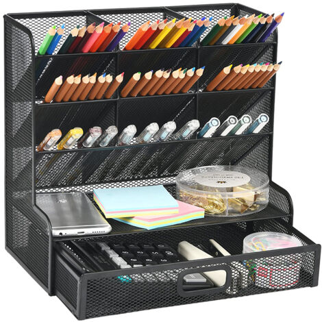 Organiseur de bureau en maille, porte-stylos multifonction, rangement pour stylos de bureau, étagère de rangement pour l'école, le bureau à domicile et les fournitures artistiques. (1/5)