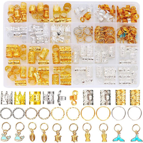 200 bijoux de cheveux pour tresses, accessoires pour dreadlocks, anneaux, pinces et perles pour tresses, décoration pour filles et femmes (1/5)