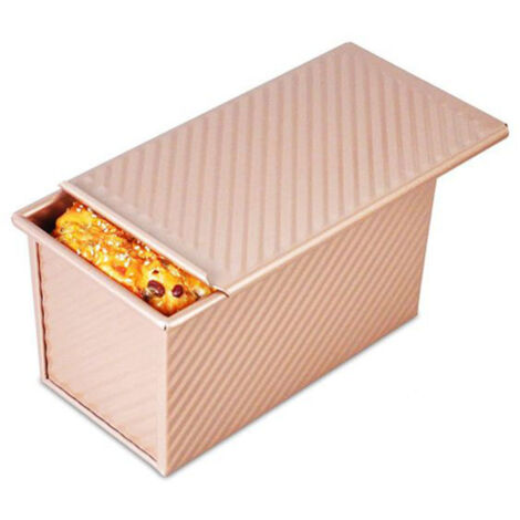 Moule à pain grillé pour 1000 g de pâte, avec couvercle (rectangle doré ondulé) (1/5)