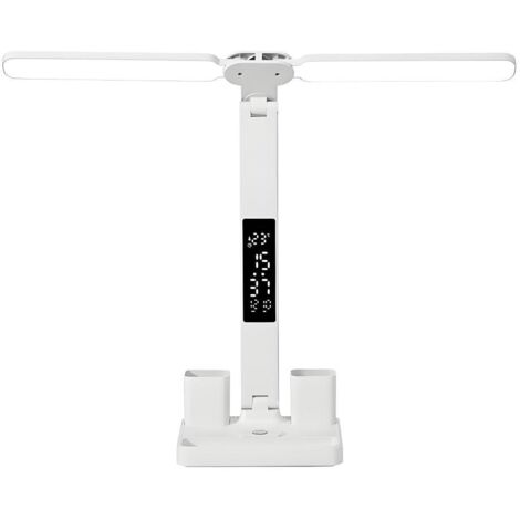 Lampe de bureau, 3 modes de luminosité, avec porte-stylo et affichage numérique, protection des yeux, idéale pour étudier et travailler.