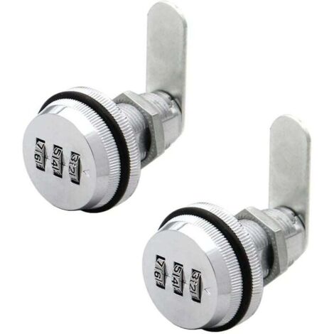 Serrure à combinaison Latch and Bolt 2 pièces, serrure à code à 3 chiffres, serrure à came sans clé - Alliage de zinc chromé, serrure de sécurité codée pour tiroir/casier (1/5)