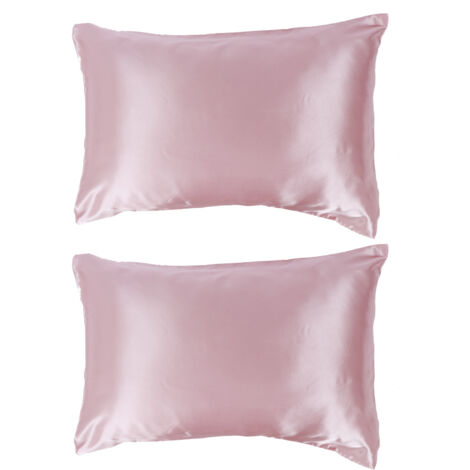 Lot de 2 taies d'oreiller en satin doux 75 x 150D avec enveloppe, motif rose. (1/5)
