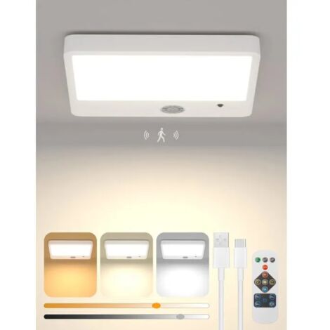 Plafonnier LED - Lampe de Plafonnier - avec Détecteur,Rechargeable,3 Températures de Couleur,260LM,150°,6M-Installation magnétique (1/5)