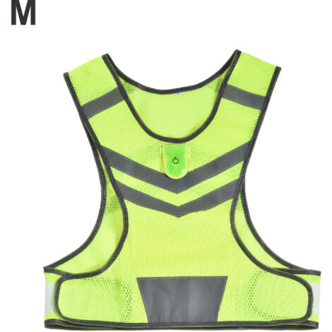 Gilet de sécurité pour la course de nuit en extérieur, avec LED jaune fluorescente réfléchissante (M) (1/5)